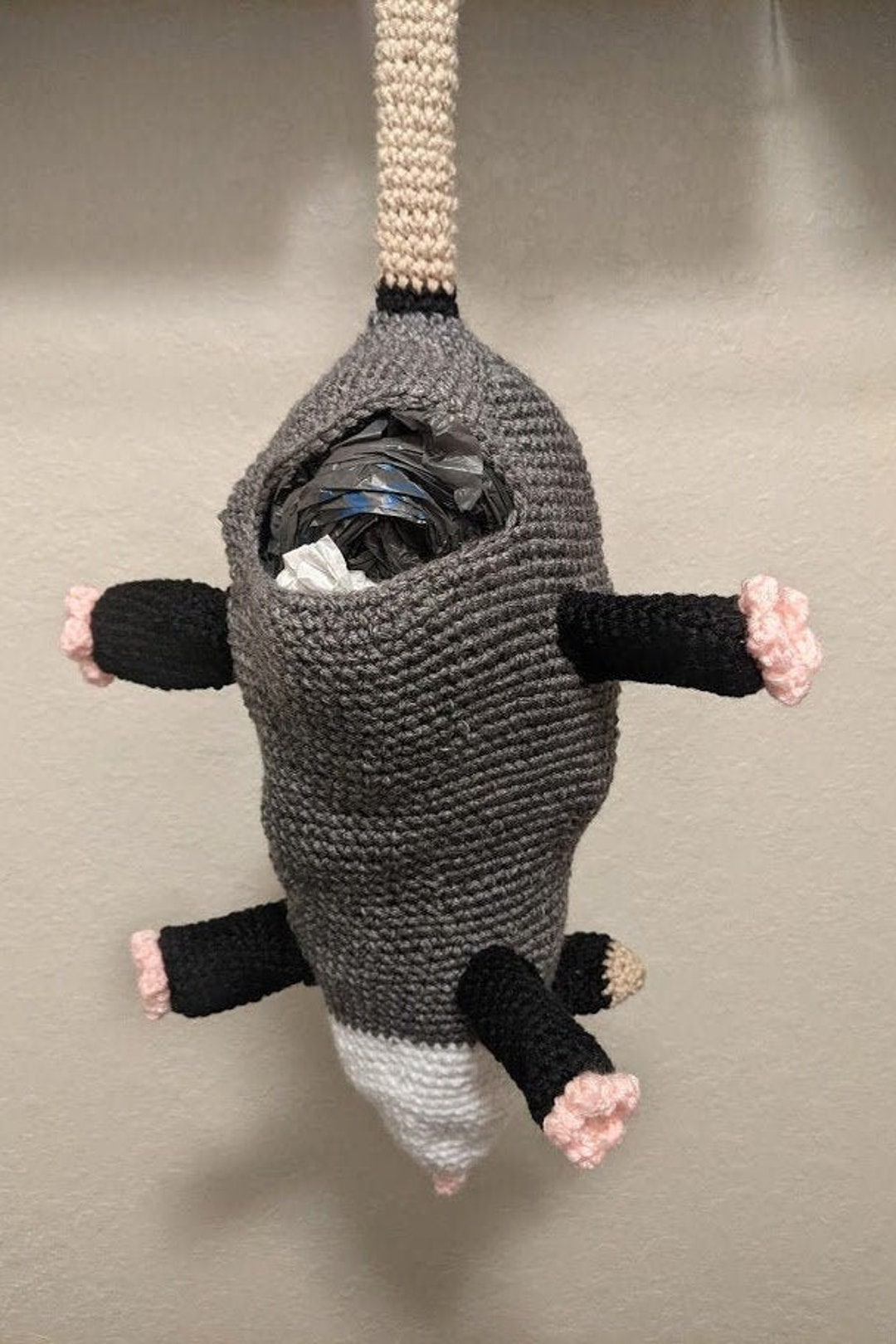 PATTERN ONLY Crochet Opossum Grocery Bag Holder