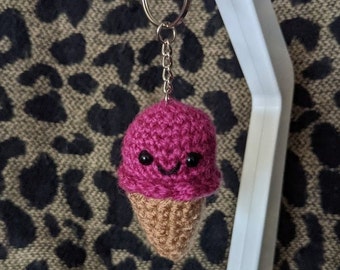 Crochet Mini Ice Cream Cone Keychain