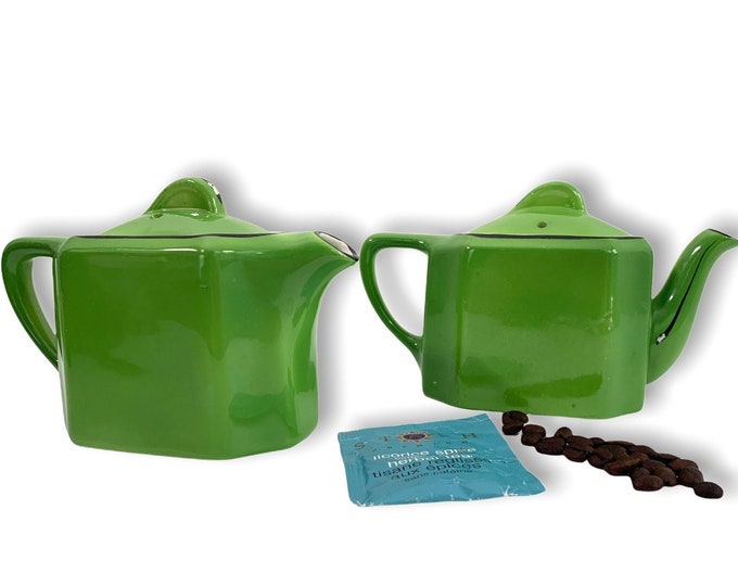 Vintage Hall Coffee Teapot Set - Restaurantware - Green w/ Dark Trim