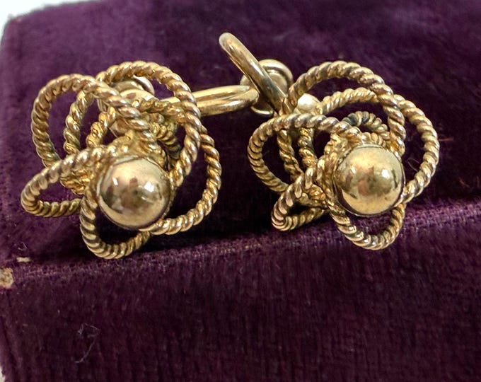 Vintage 12K Gold Filled Screw back Earrings Signed HG - Retro Mid century