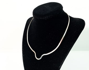 Vintage Sterling Silver Collar Necklace Mexico - 925 Mod Mid century Modernist Thin Silver Choker