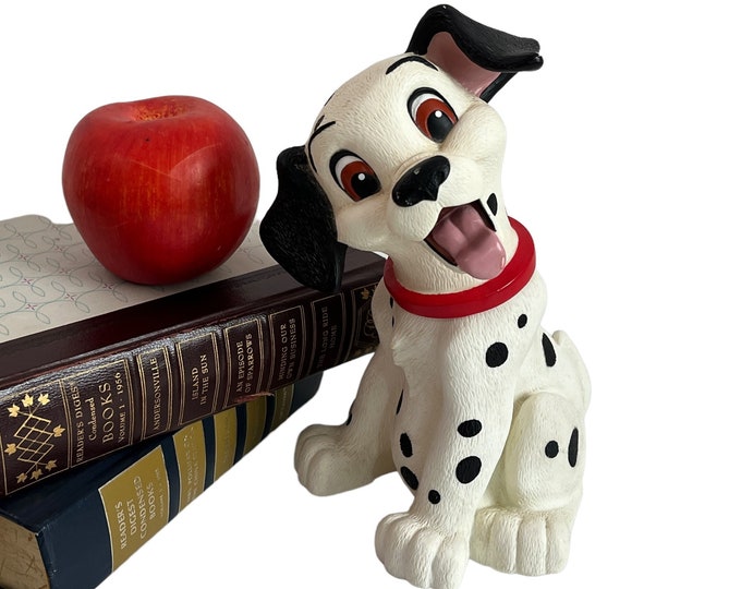 Vintage 101 Dalmatians Piggy Bank - Plastic Black & White DOG Child's Piggy Bank Disney Collectible 1990s Memorabilia