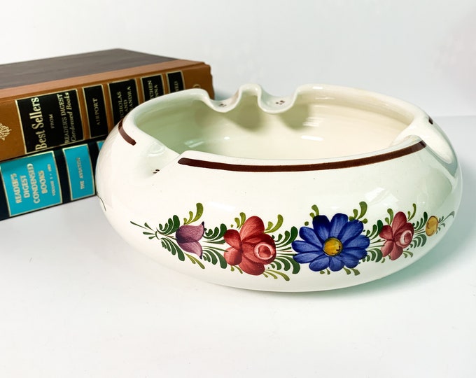 Vintage Wechsler Tirolkeramik Cigar Ashtray - Retro Pottery Floral Hand painted Home Decor