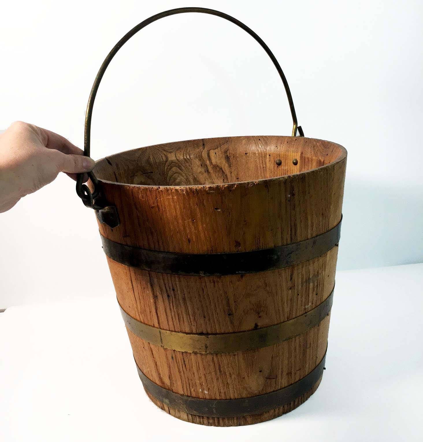 Vintage Rustic Woodenware Wood Bucket / Pail Farmhouse Decor Vintage