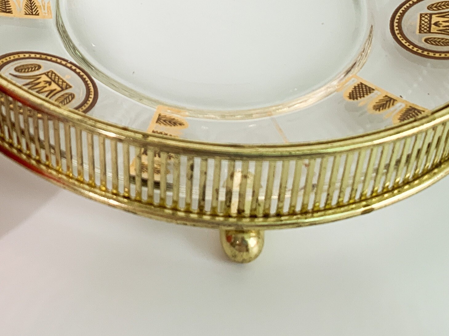 Mid Century Briard Signed Tidbit Tray Round Glass Dish w