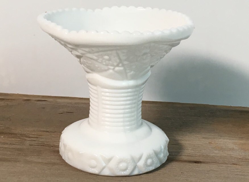 Vintage Milk Glass Pedestal Vase Unique Retro Home Decor