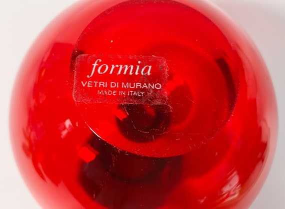 【美品】formia 花瓶glass Murano FORMIA Murano Art Glass Hand Blown Hole Design Vase Heavy