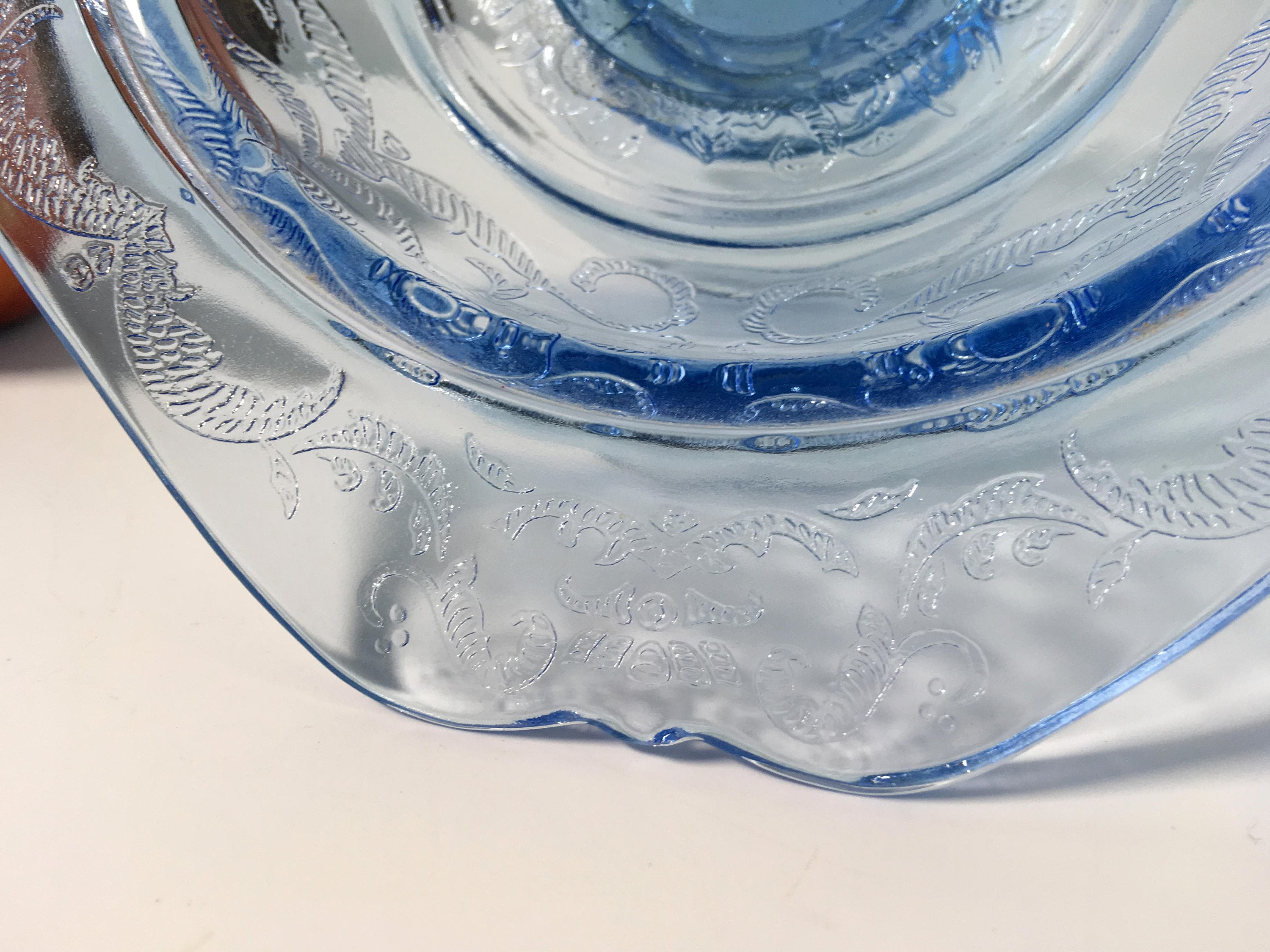 blue depression glass