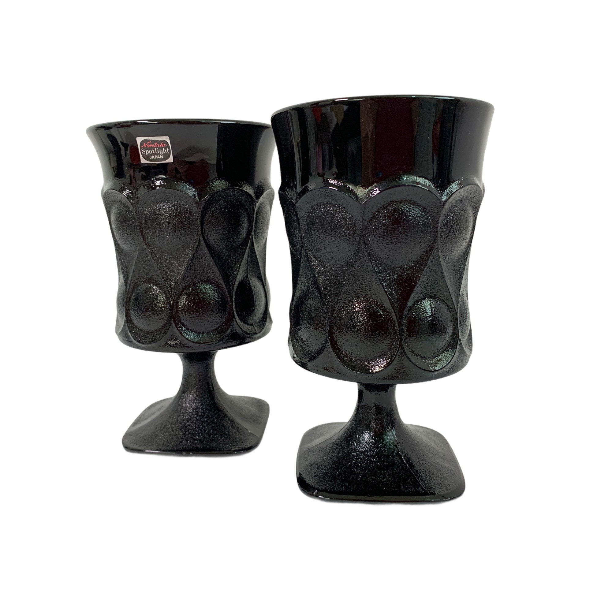 Home & Living Black Wine Glasses Pair of Vintage Noritake Spotlight