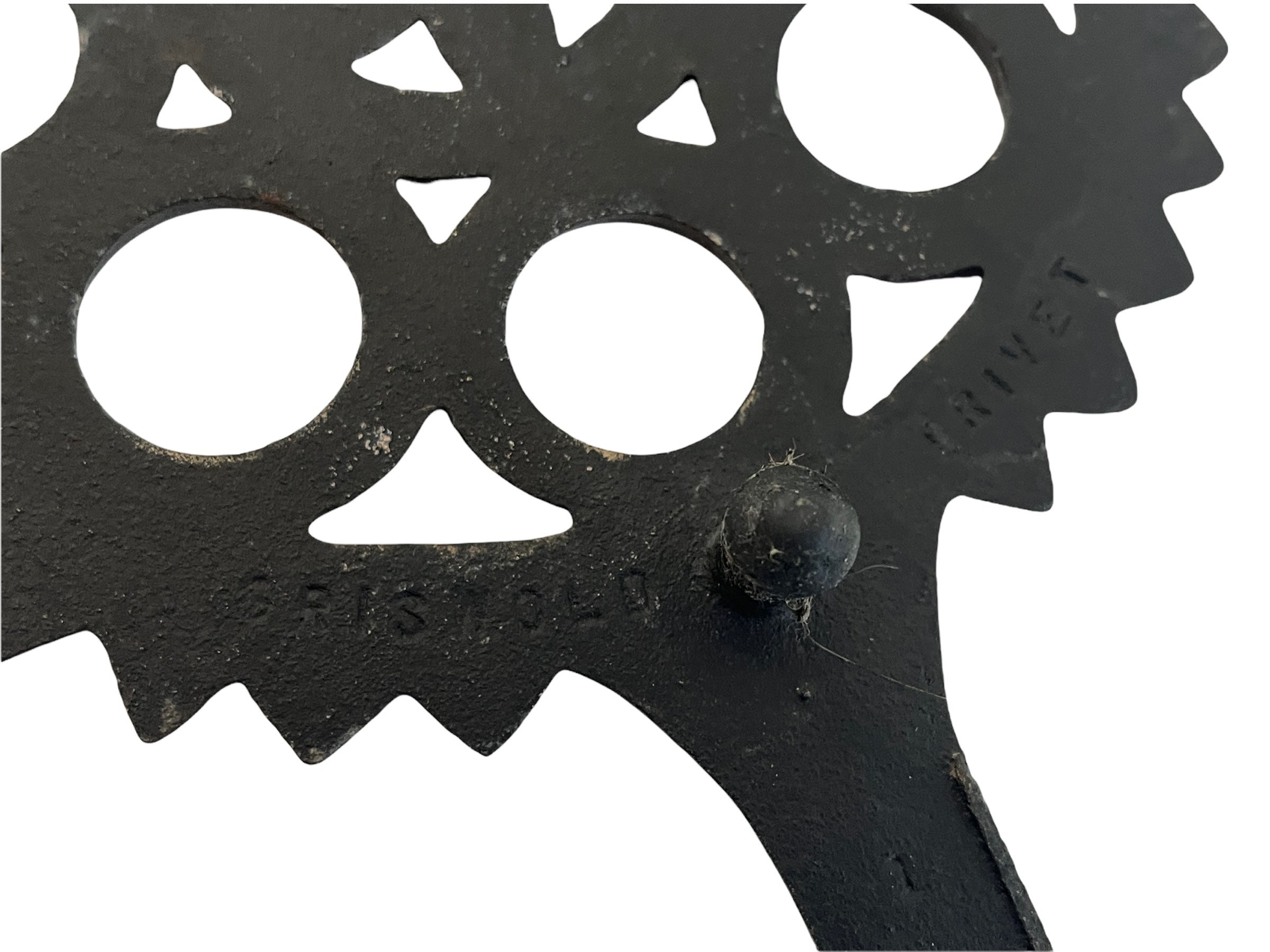 Vintage Black Cast Iron Trivet American Eagle Stamped 1727