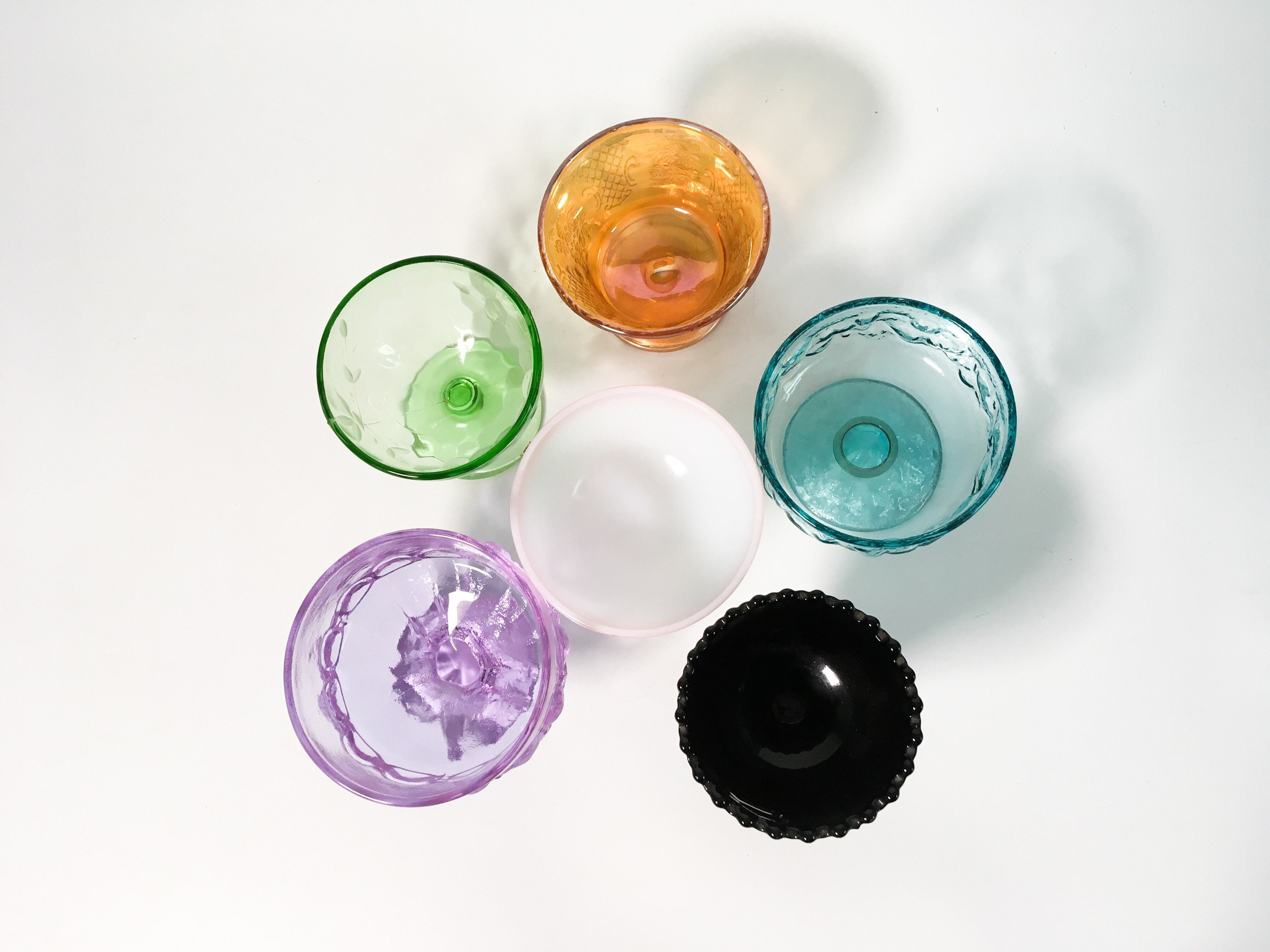 2nd Time Around Vintage Set 6 Sherbet Champagne Glasses Unique Retro Collection