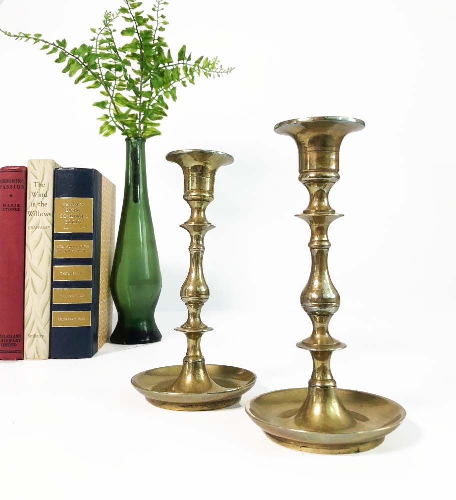Pair Vintage Brass Candlesticks Matching Set of 2 of Brass Candle