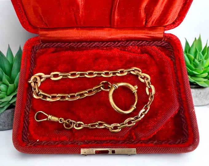 Antique Watch Chain - Heavy Curb Chain w/ Large Spring Ring & Dog  Clasp - Vintage Pocket Watch Chain Brass / Copper Color Graduated links