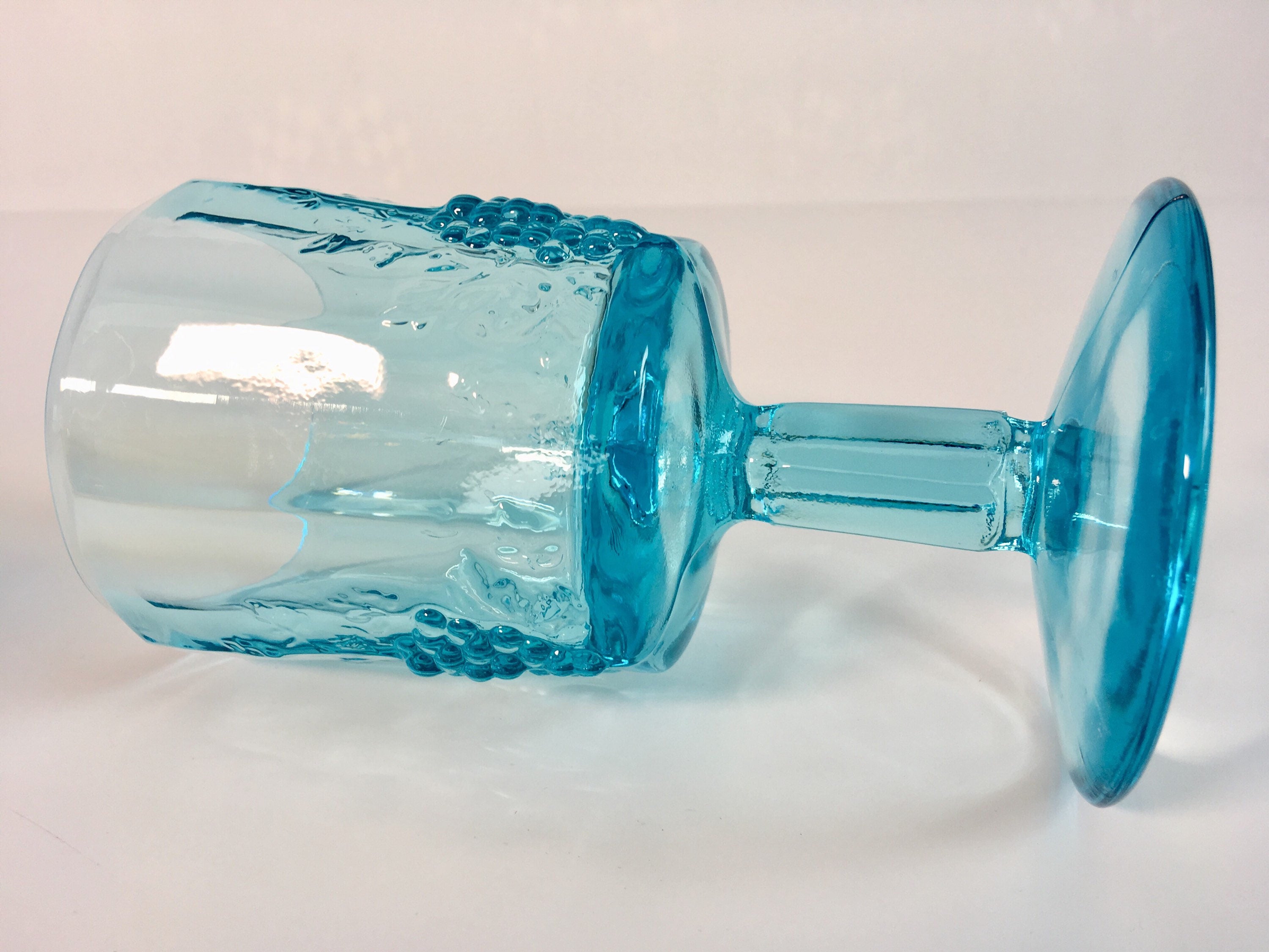 Paneled Grape Glass by Westmoreland Vintage Aqua Blue Grape Motif
