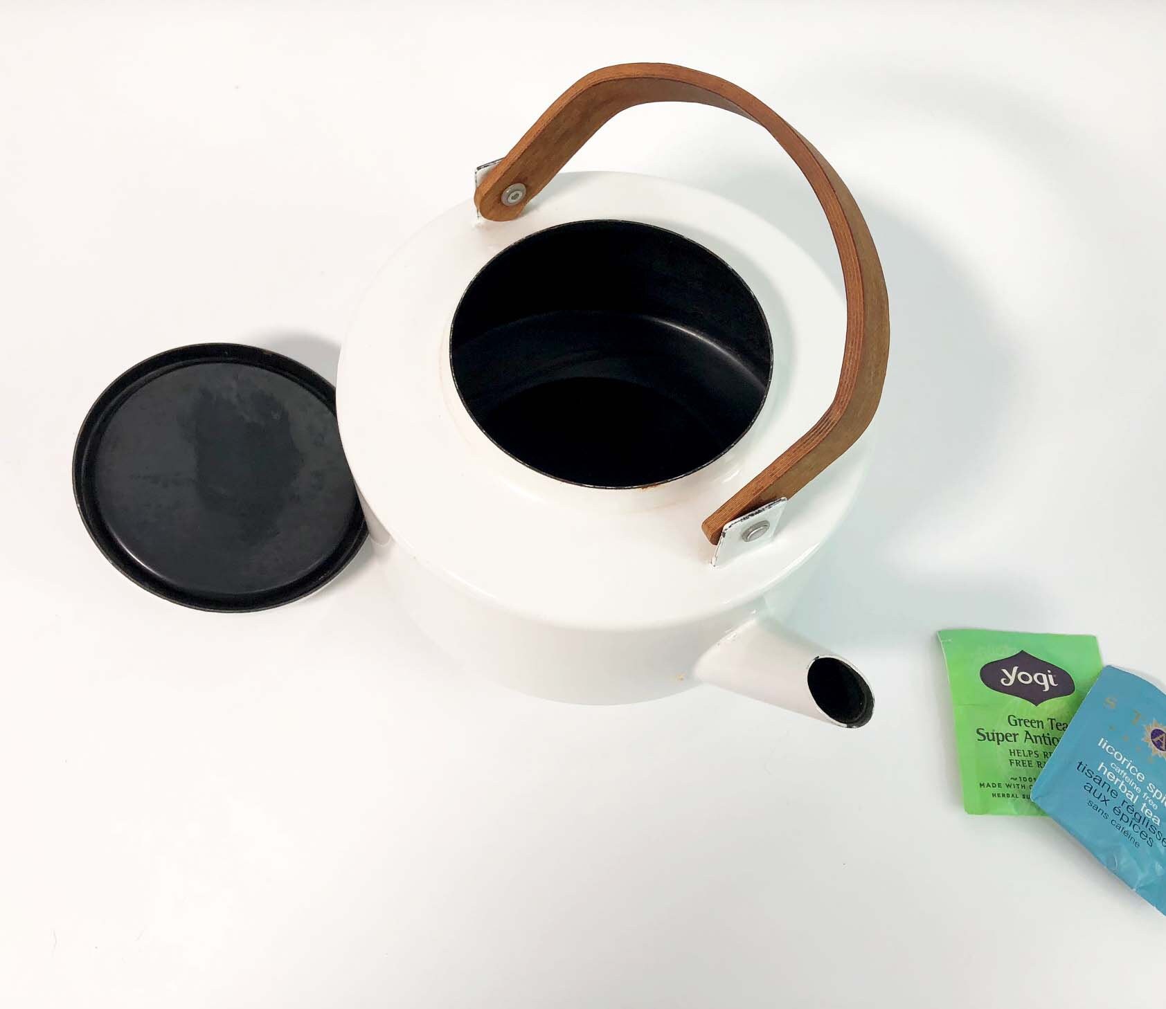 Danish Michael Lax Copco White Enamel Tea Kettle / Pot Made in Spain