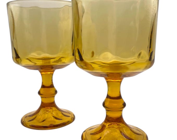 Vintage Hazel Atlas Lyric Gold Goblets: Retro Barware Set of 2