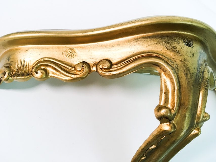 Vintage Gold Mid Century Shelf Shabby Chic Gold Ornate Shelf