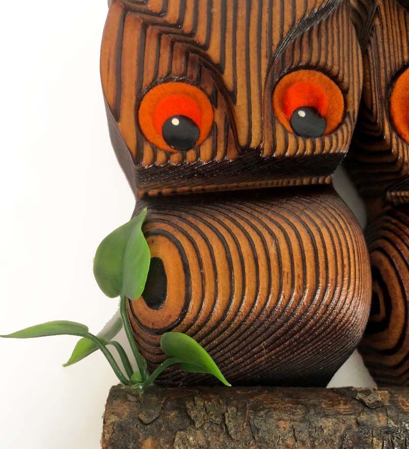 Vintage Wood Owl Green Mountain Wooden 1970s Wall Hanging Kitsch