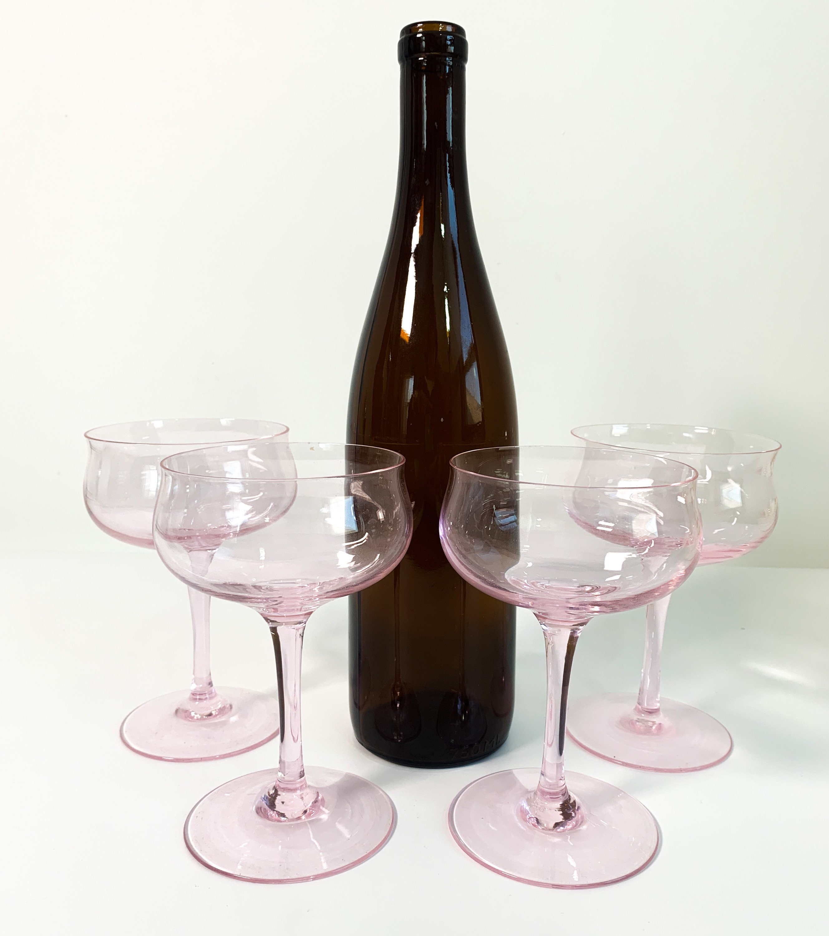 Vintage Set 4 Pink Champagne Coupes Evening Rose Tiffin Franciscan