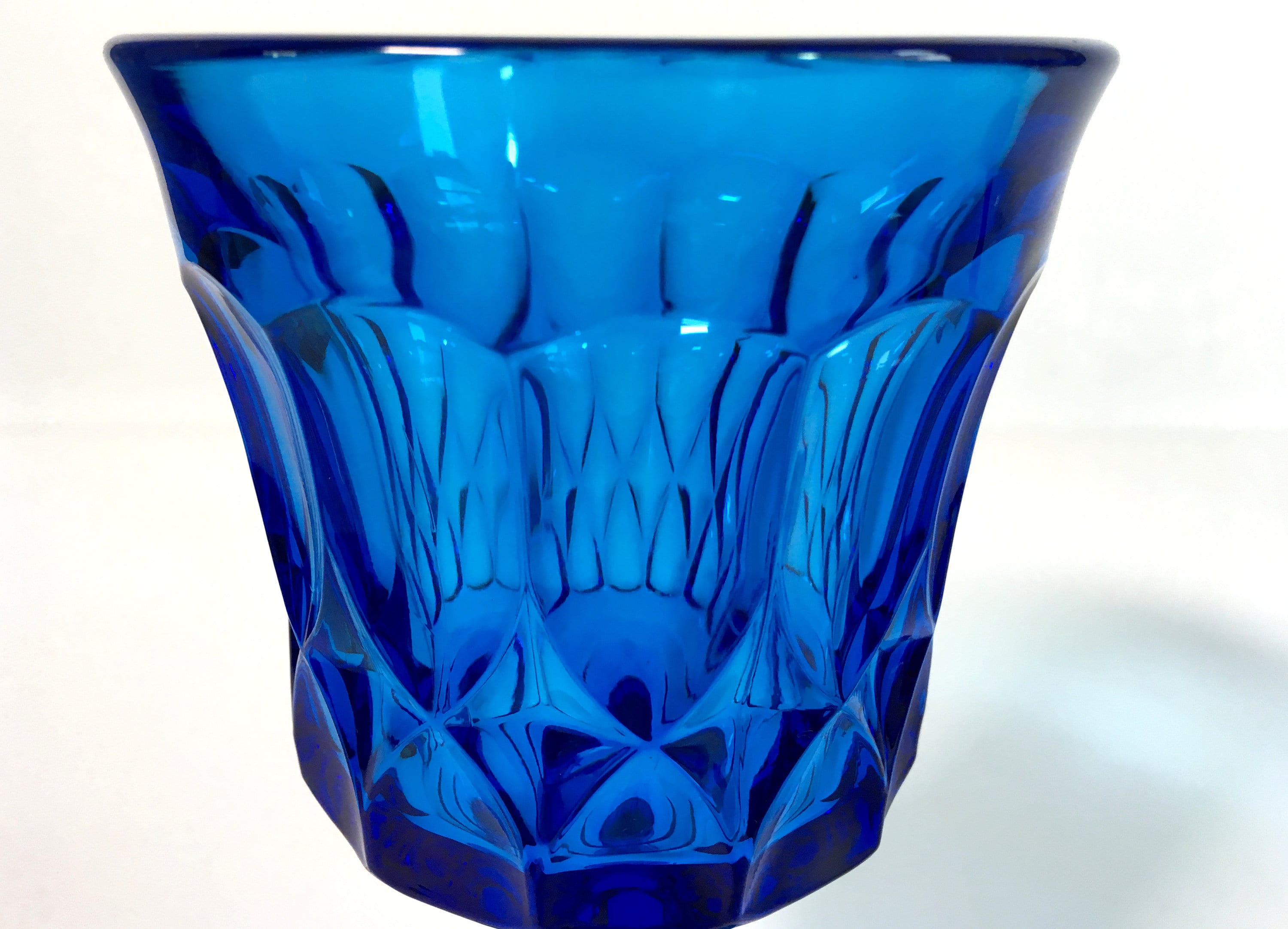 RESERVED FOR EILEEN Vintage Set of 8 Blue Noritake Perspective Glass