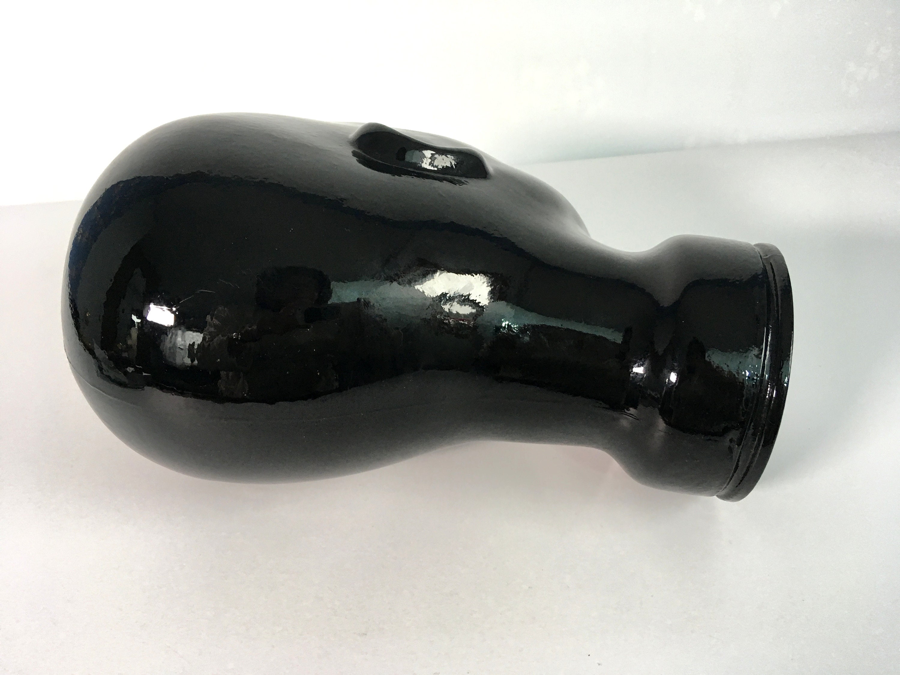 Kitschy Black Glass Head Bust Vintage Display Piece Retro Decor