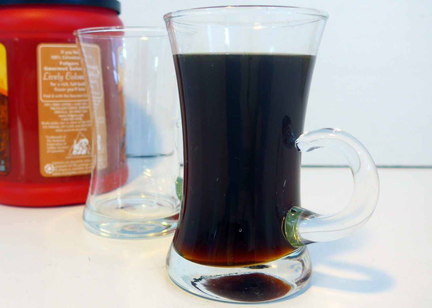 Vintage Pair Handblown Espresso Mugs Glass Set of 2 Demitasse Glasses