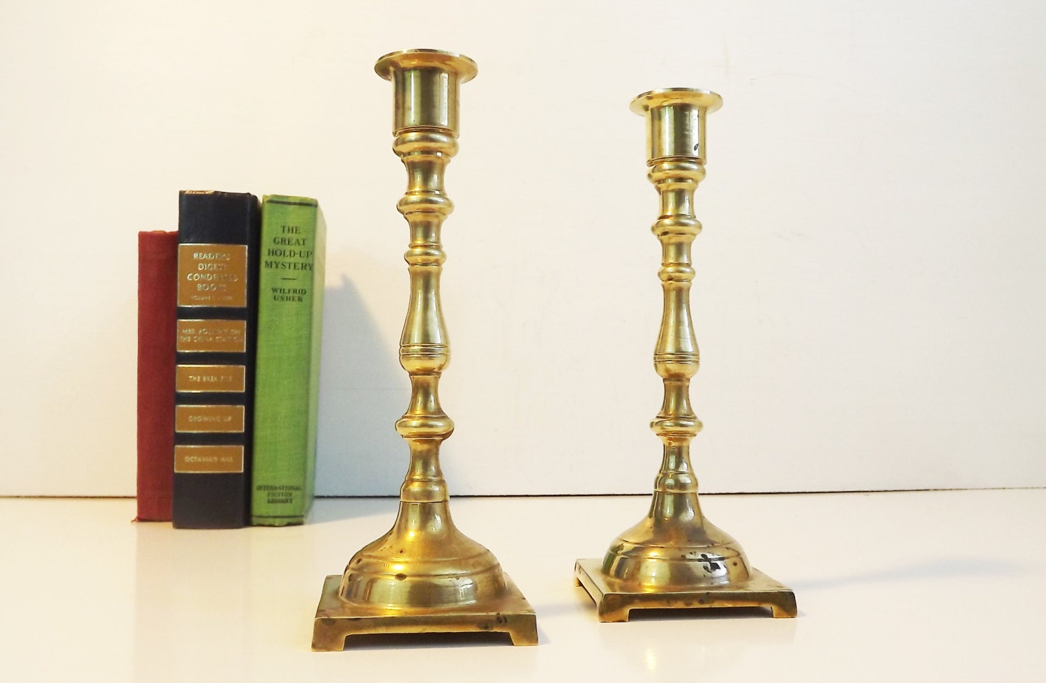 2 Vintage Brass Candlesticks - Matching Pair of Brass ...