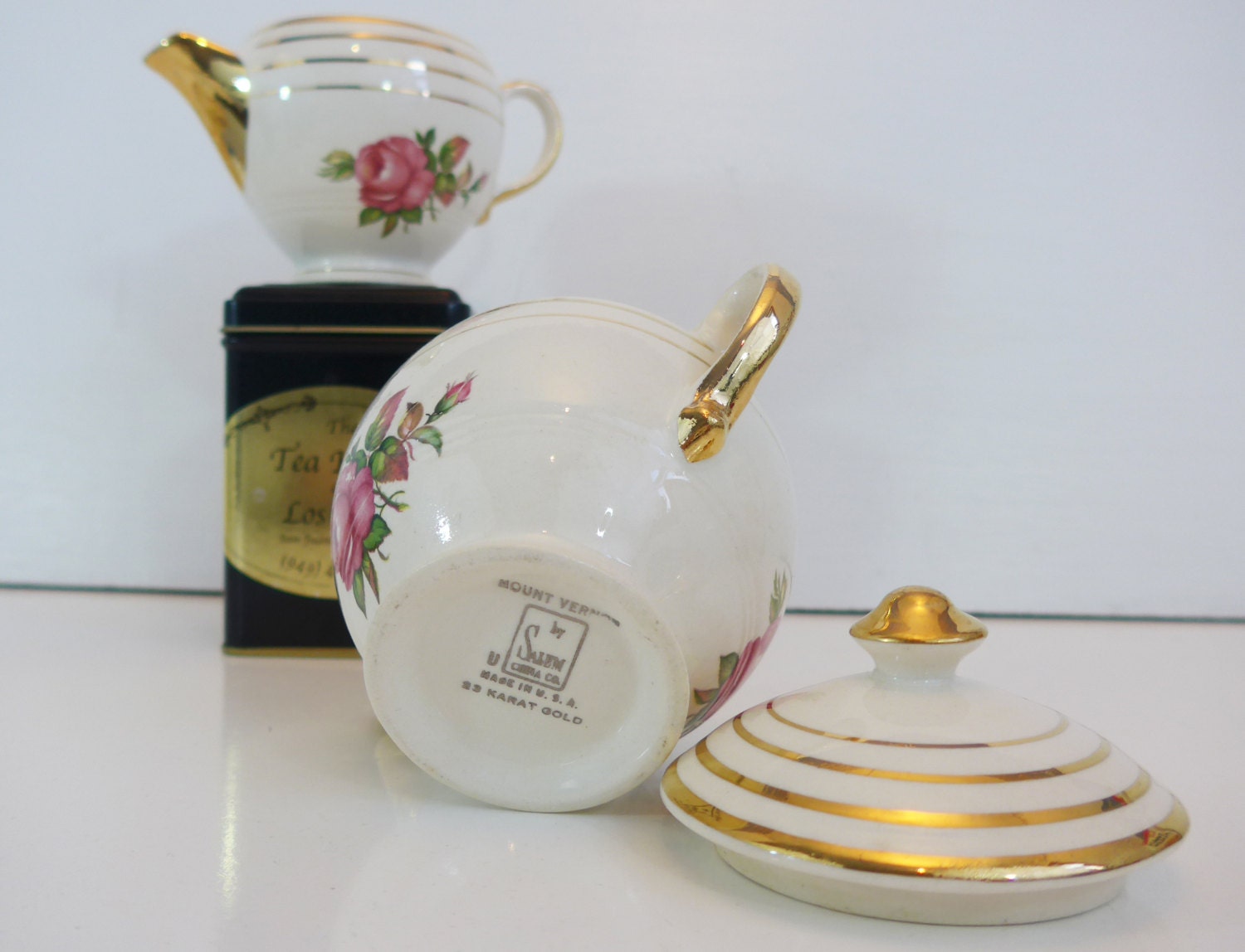 Vintage Mount Vernon by Salem China Co. Creamer and Sugar Bowl Set