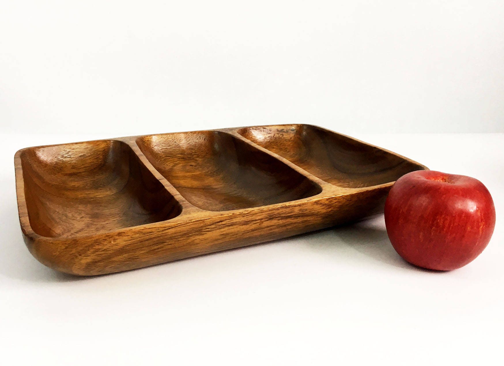 Vintage Monkey Pod Wood Tray Made in The Philippines Retro Wooden