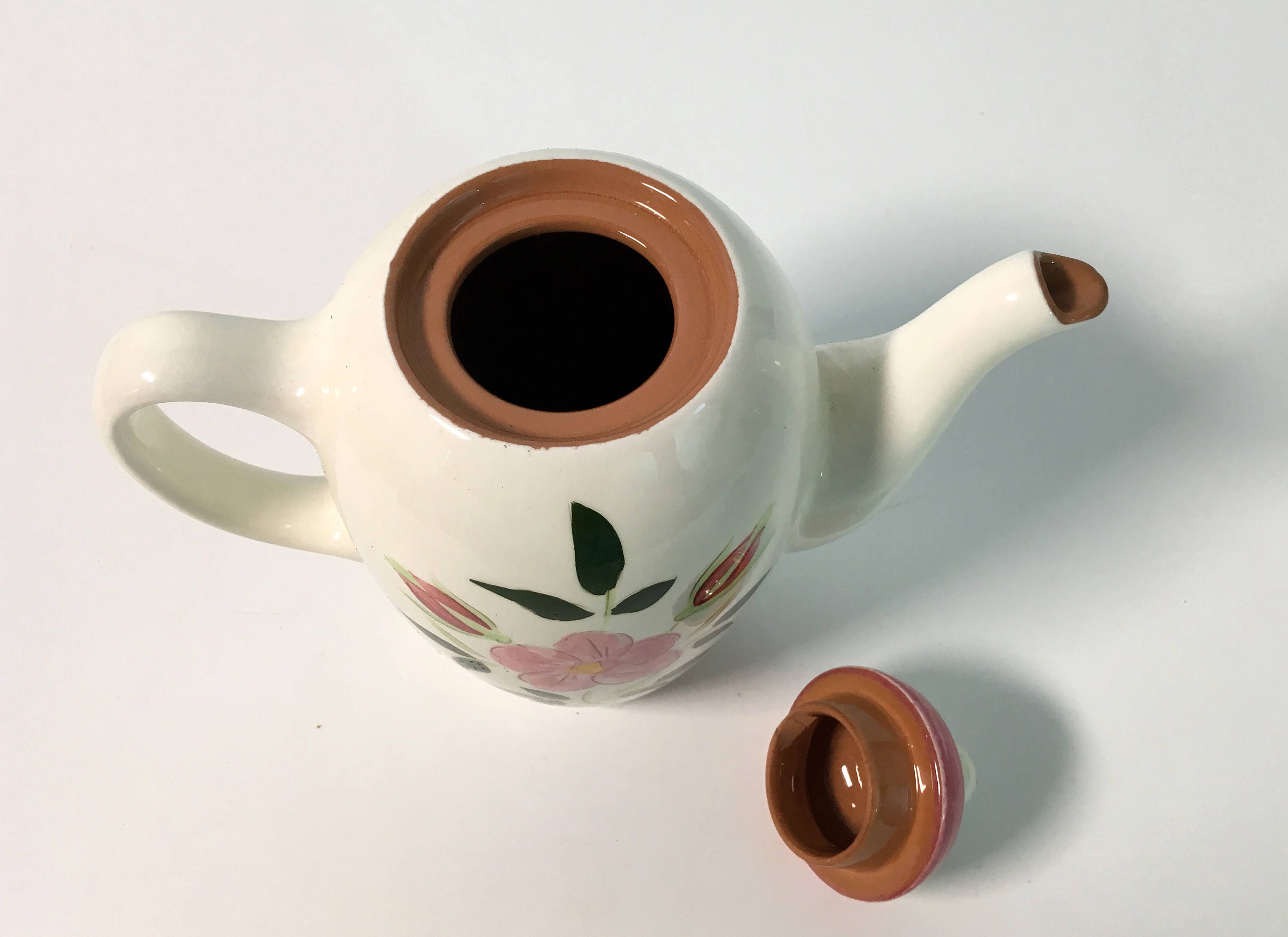 Mid Century Stangl 2 Cup Coffee Pot w/ Lid Wild Rose Vintage