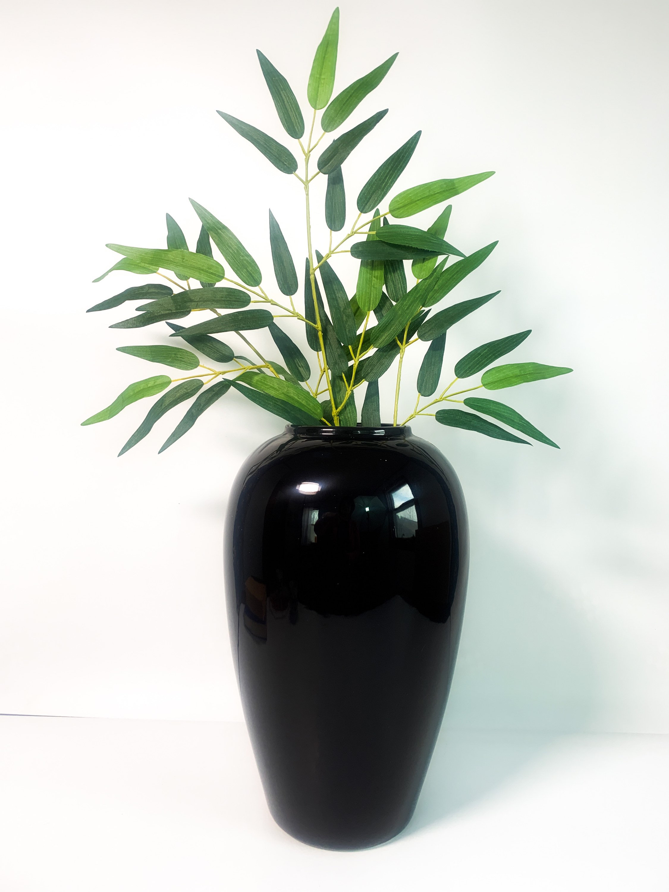 Vintage Large BLACK Haeger Pottery Oval Floor Vase Ceramic Dated 1990