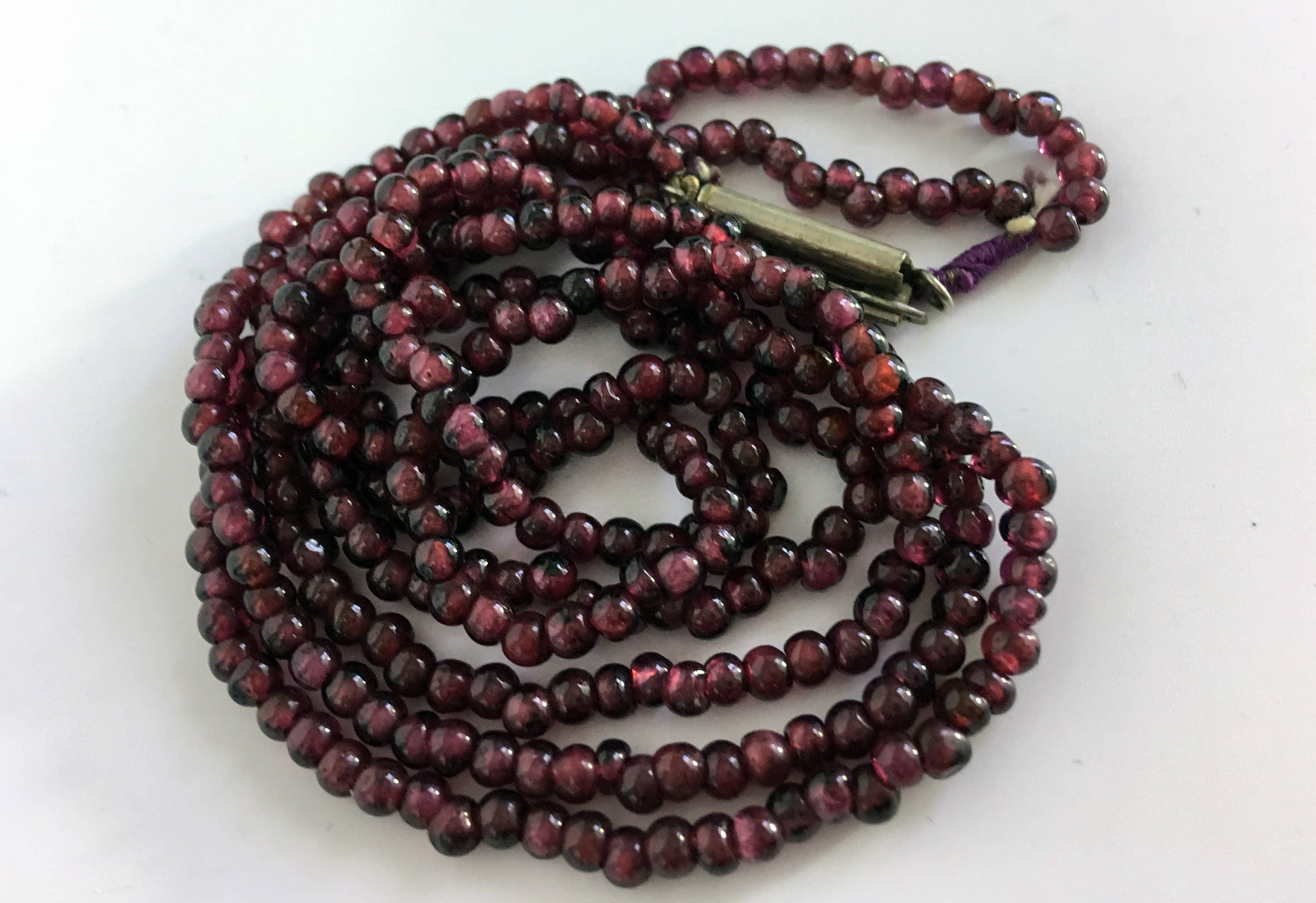 Vintage / Antique Garnet Necklace - Double Strand Retro Garnet Bead