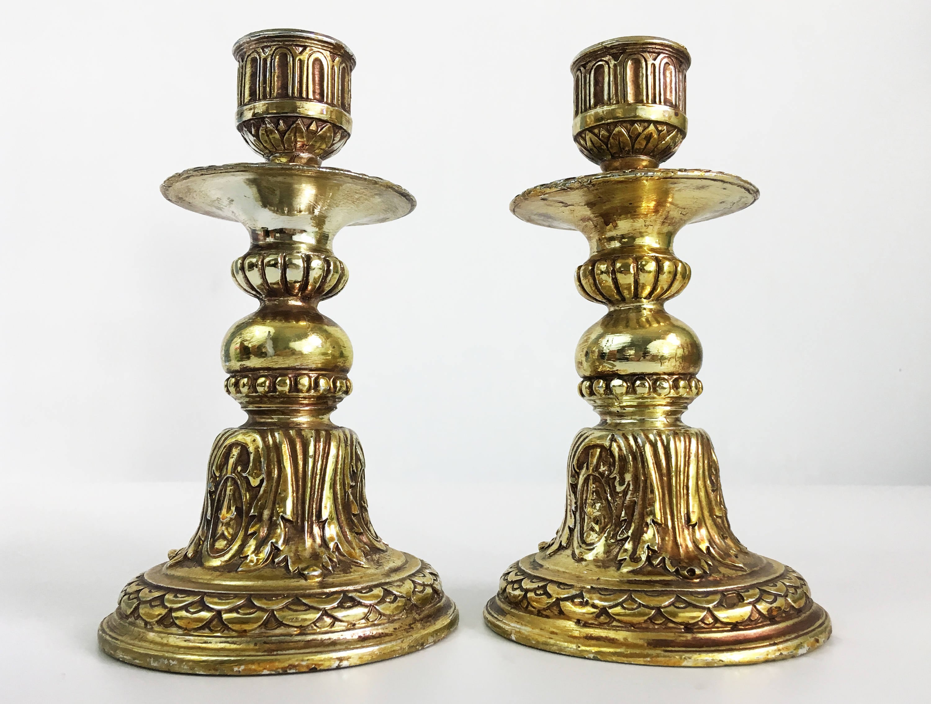 2 brass glass candle holders vintage extraordinary candlesticks mid