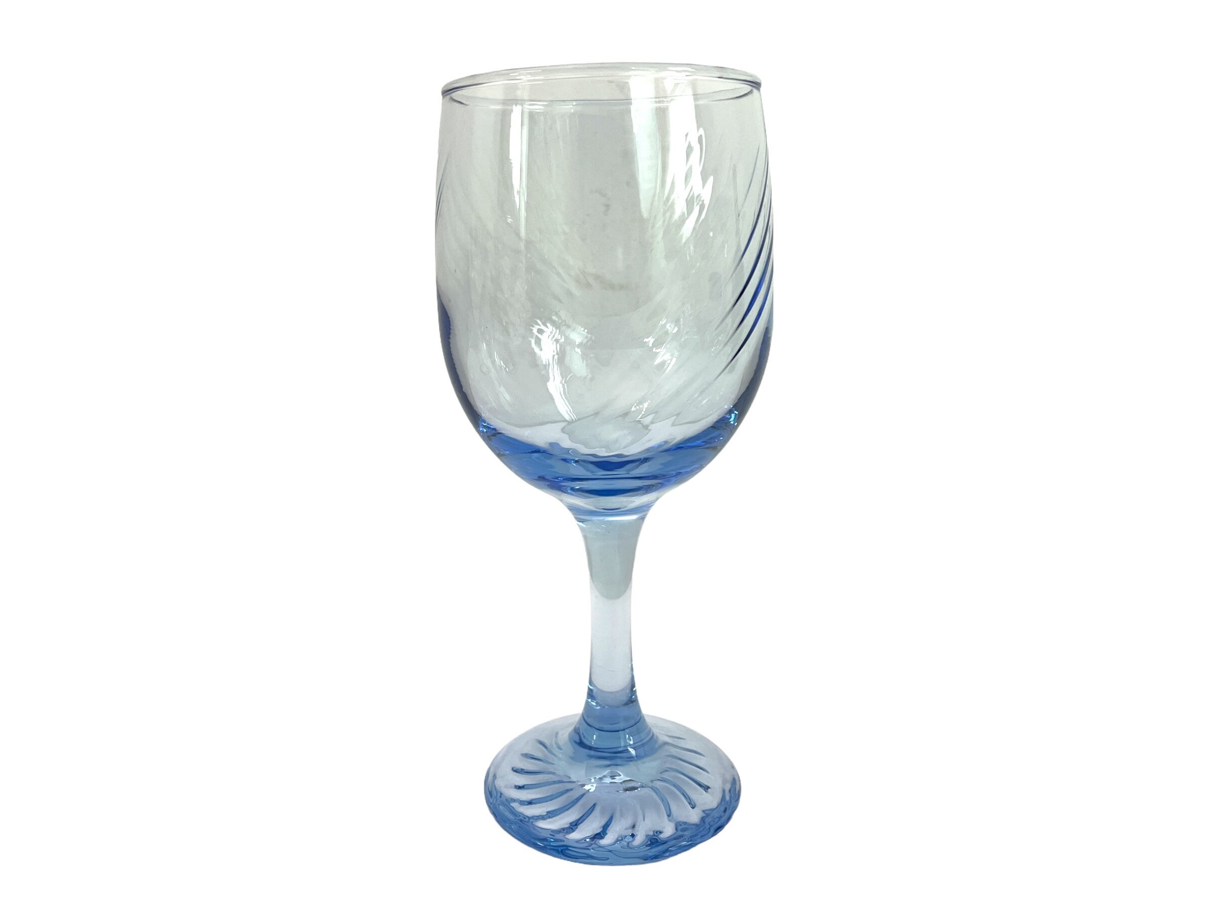 Vintage Set of 4 Misty Blue Swirl by Libbey Wine Glasses - Stemware