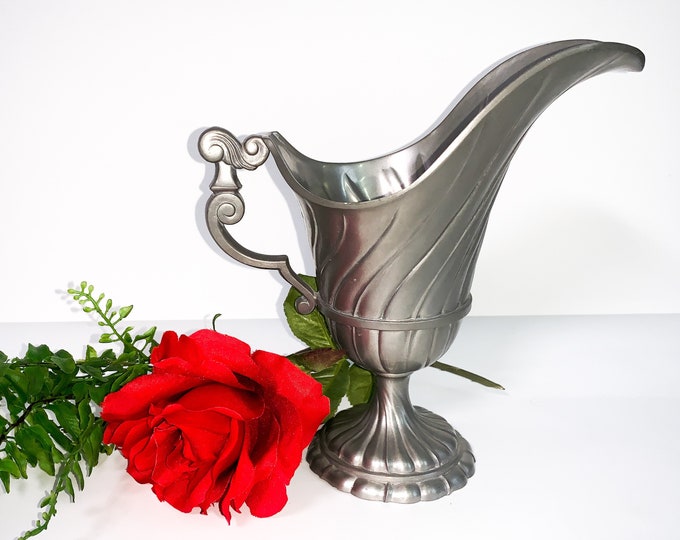 Vintage Ewer or Pitcher Silver tone Metal - Made in France - Retro Home Decor