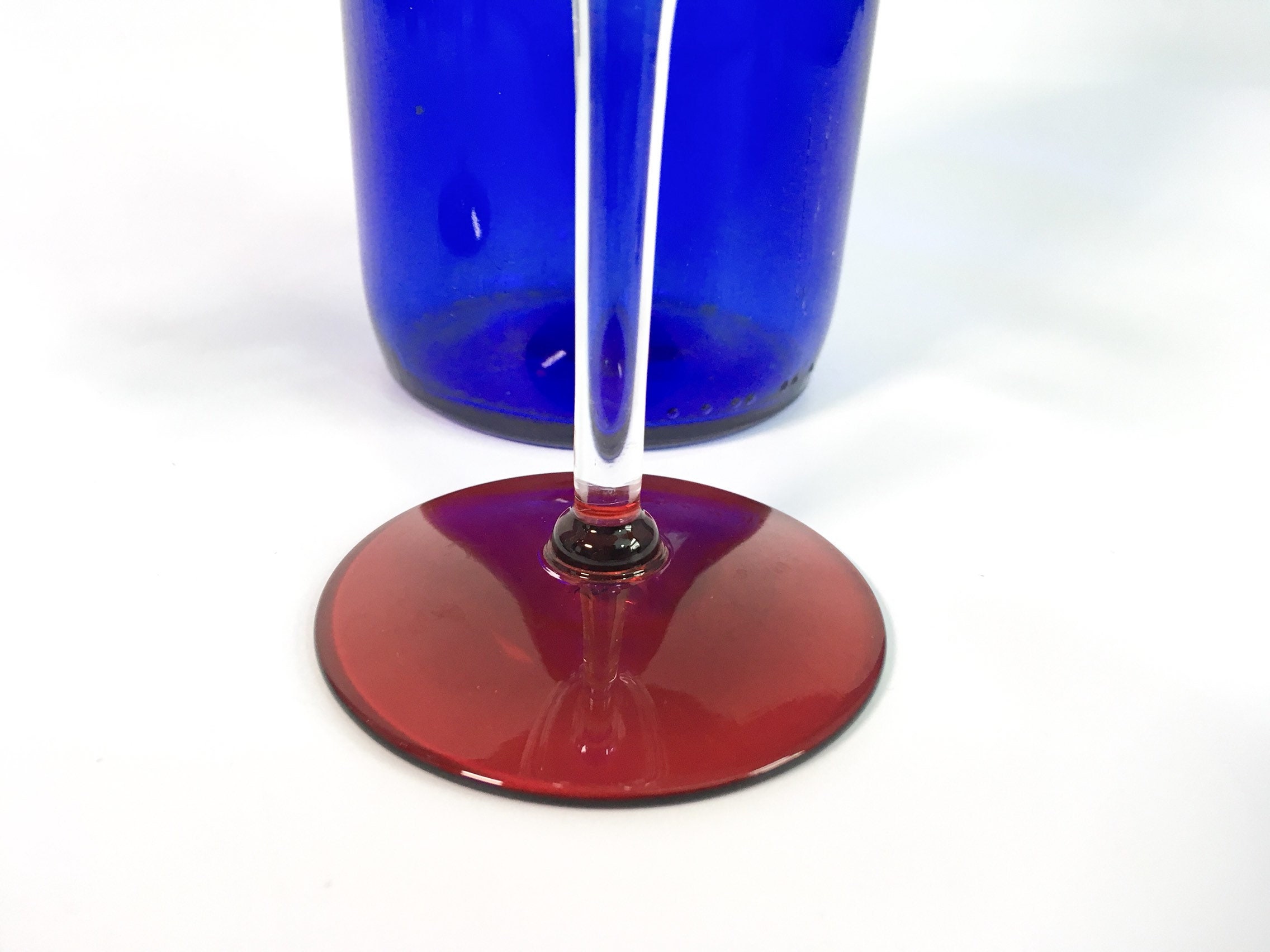 5 Vintage Etched Ruby Red Base Cordial Wine Glasses Set of 5 Cordials