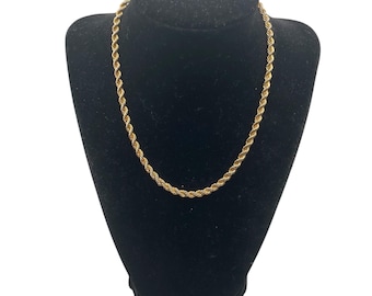 Vintage Thick Rope 16” Choker Gold Tone Chain Necklace Retro Estate Jewelry
