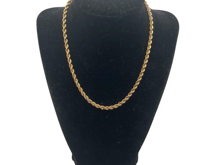 Vintage Thick Rope 16” Choker Gold Tone Chain Necklace Retro Estate Jewelry