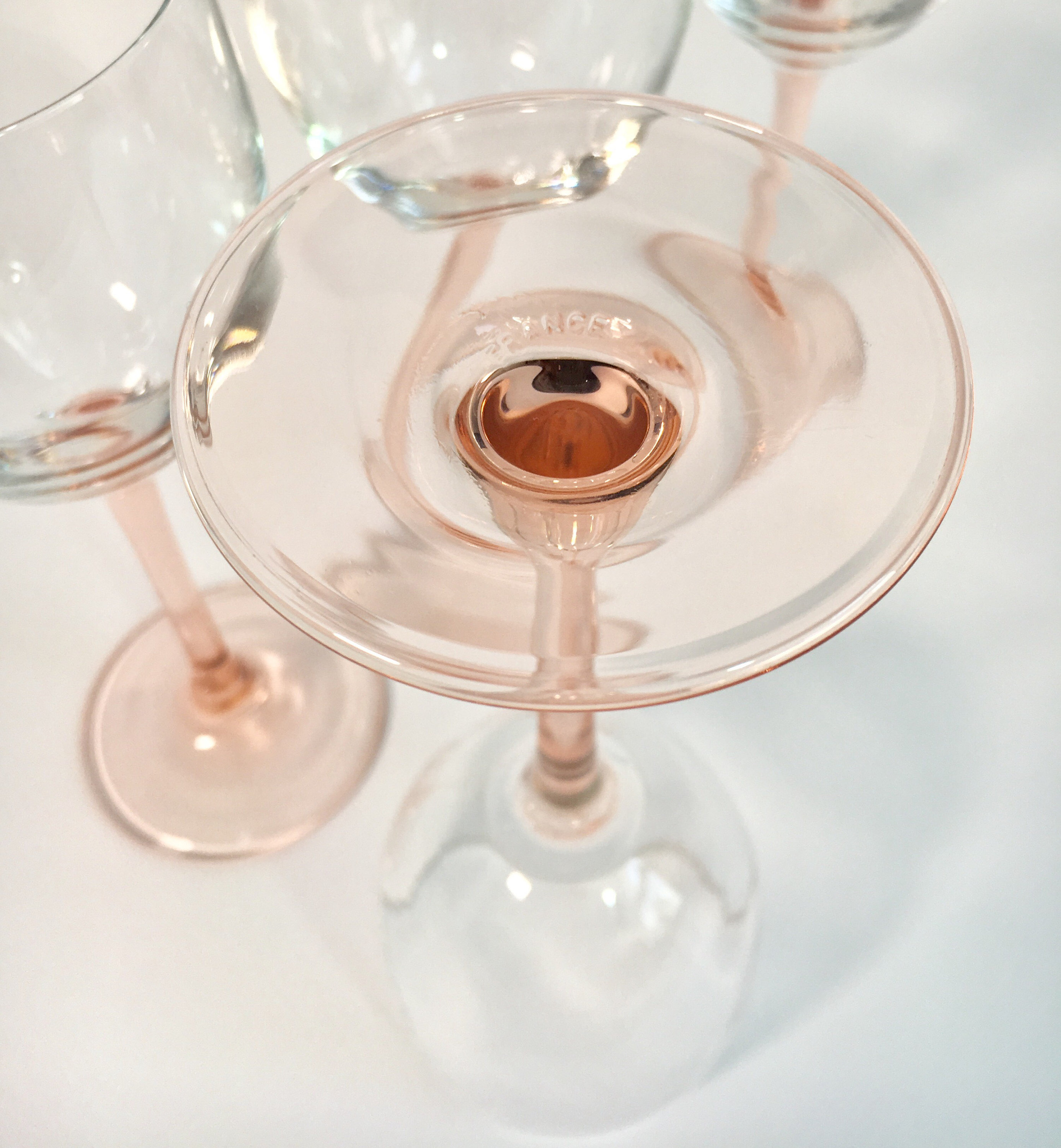 Vintage Set of 4 Luminarc Wine Glasses or Goblets 4 Pink Blush