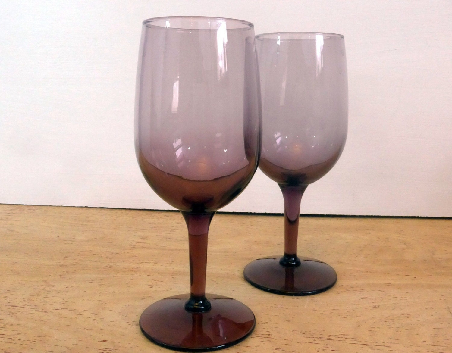 Vintage Purple Wine Glasses Retro Set Of 5 Stemmed Purple Wine Glasses Or Goblets Libbey 1980s