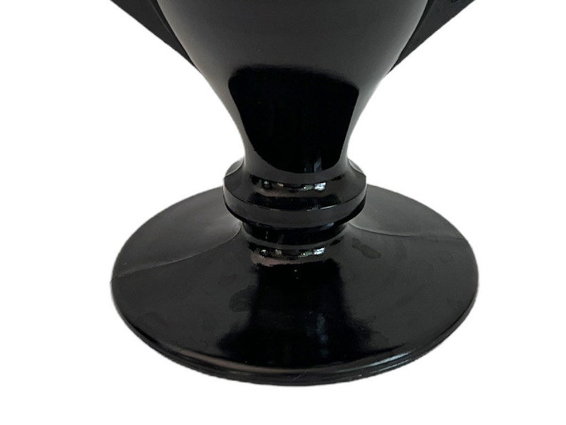 Black Depression Glass Double Handled Footed Vase Trophy Etsy