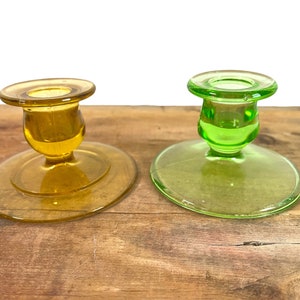 Vintage Glass Candleholders Mix 2nd Time Around Collection 6 Retro Colorful Home Decor Candlestick Holders Depression Era thru Mid Century image 2