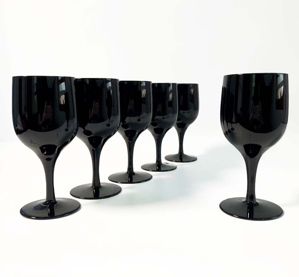 Vintage Black Stem Short Wine Glasses — Hoppe Shoppe