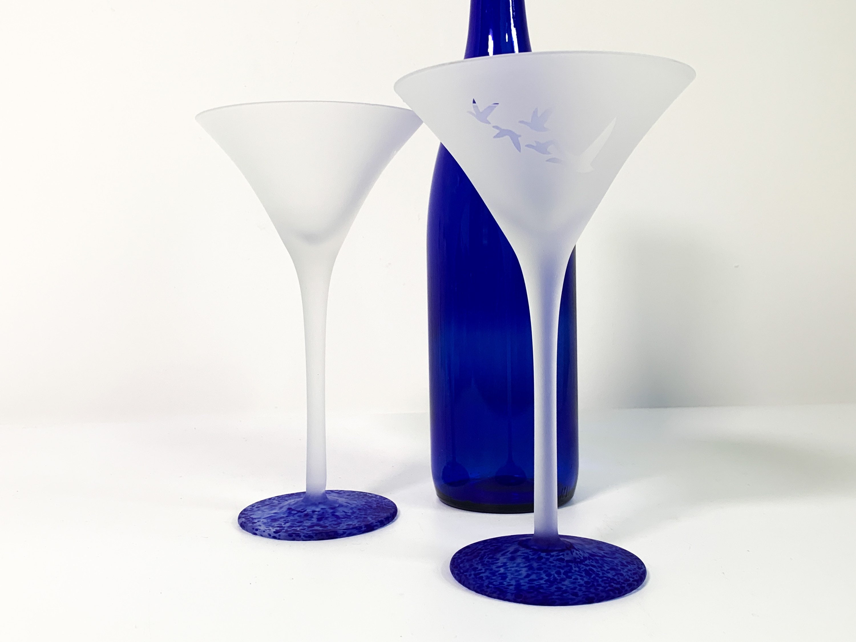 Vintage Pair of 2 Grey Goose Vodka / Cocktail / Martini Glasses