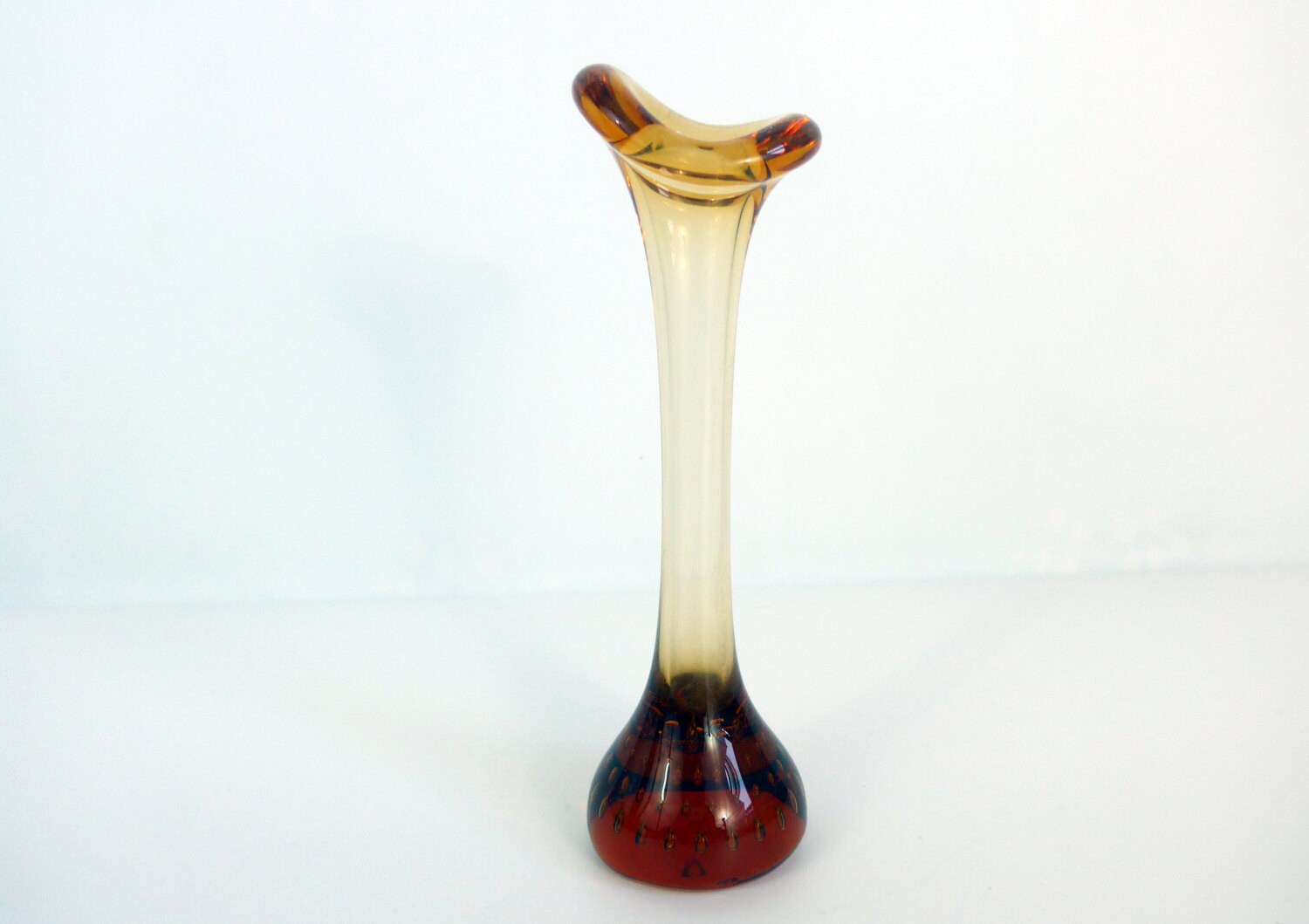 Vintage Bubble Glass Vase Orange Aseda Glassworks Art Glass Jack in
