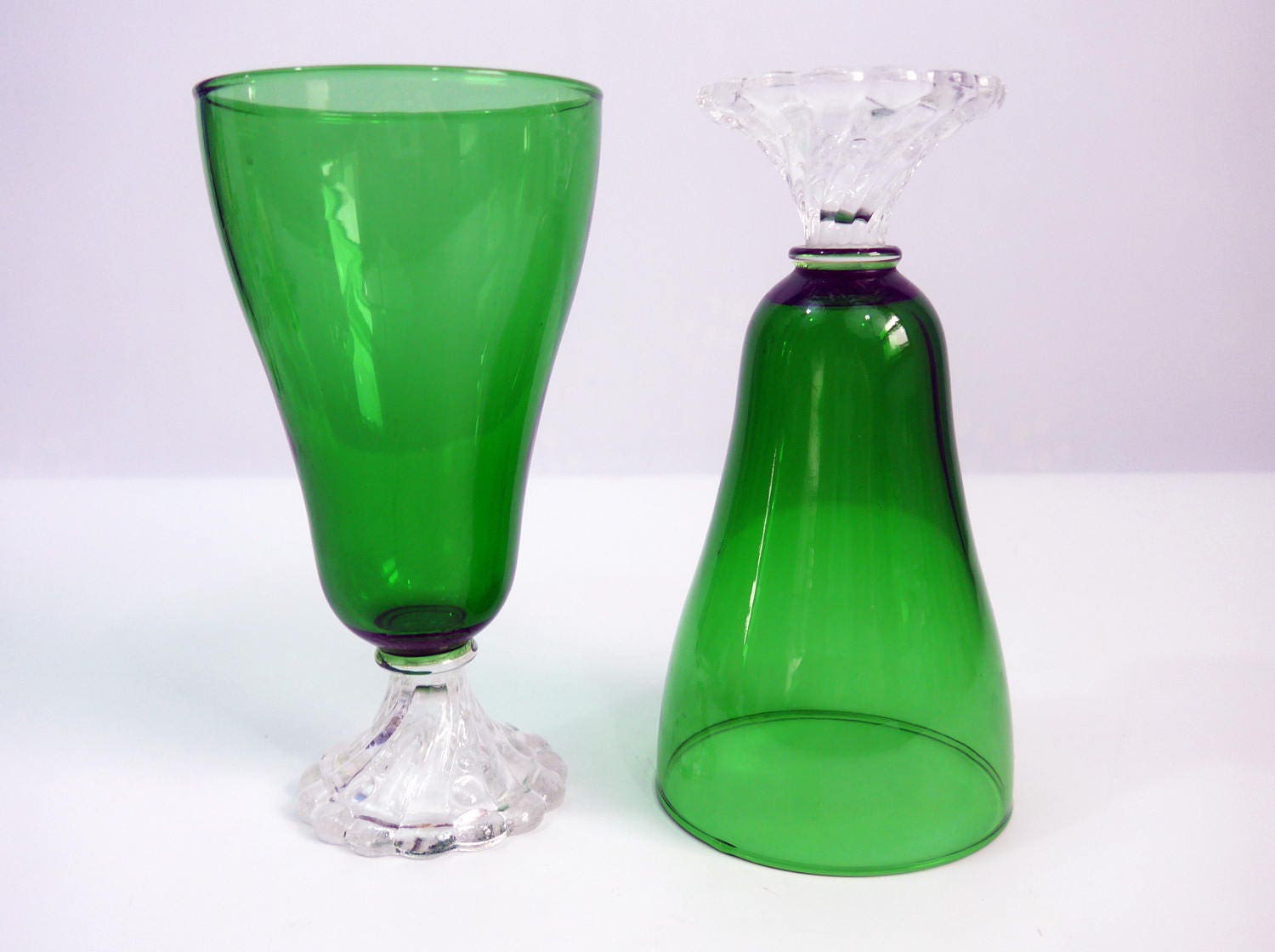 Set of 7 Vintage Burple Green Glasses Anchor Hocking Dark Green
