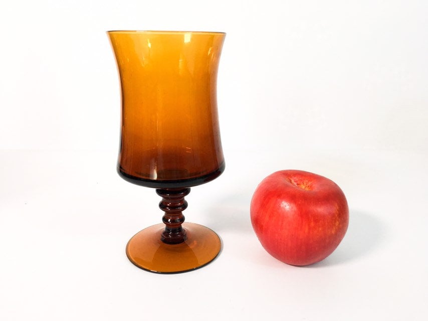 2 Amber Richmond Coffee by Colony Iced Tea Glasses Tall Pair Vintage