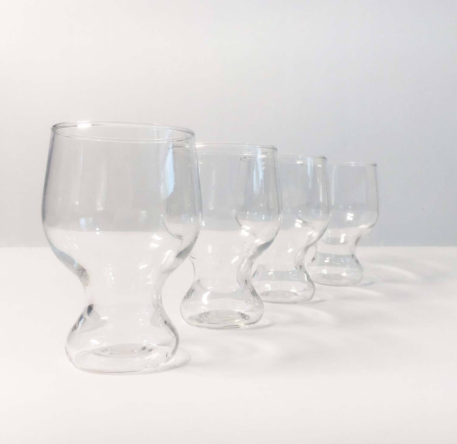 Set of 4 Vintage Federal Glass Beer Glasses Retro Steiners Clear 16