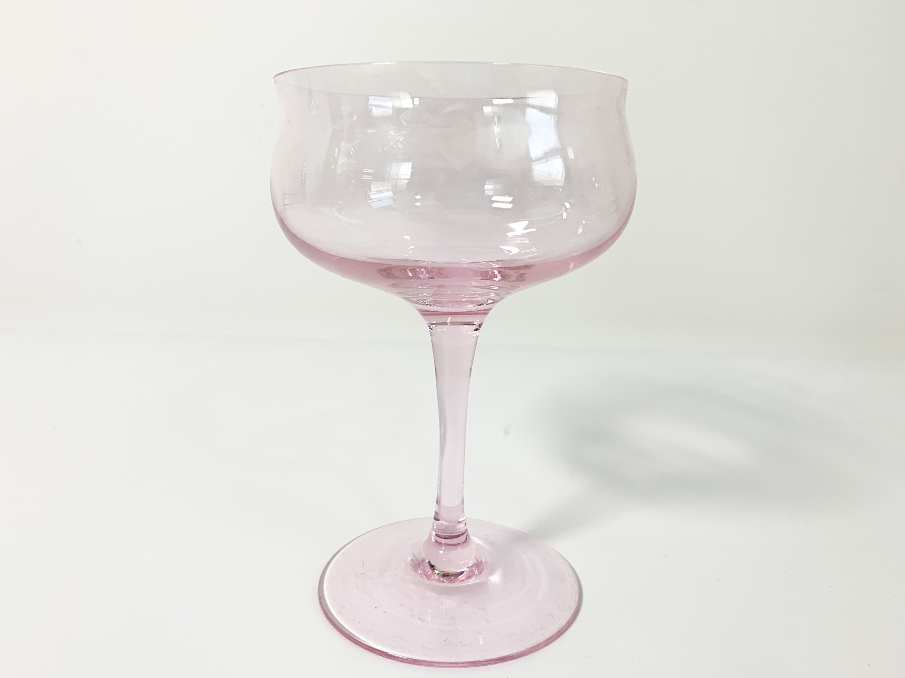 Vintage Set 4 Pink Champagne Coupes Evening Rose Tiffin Franciscan 4 Elegant Glasses