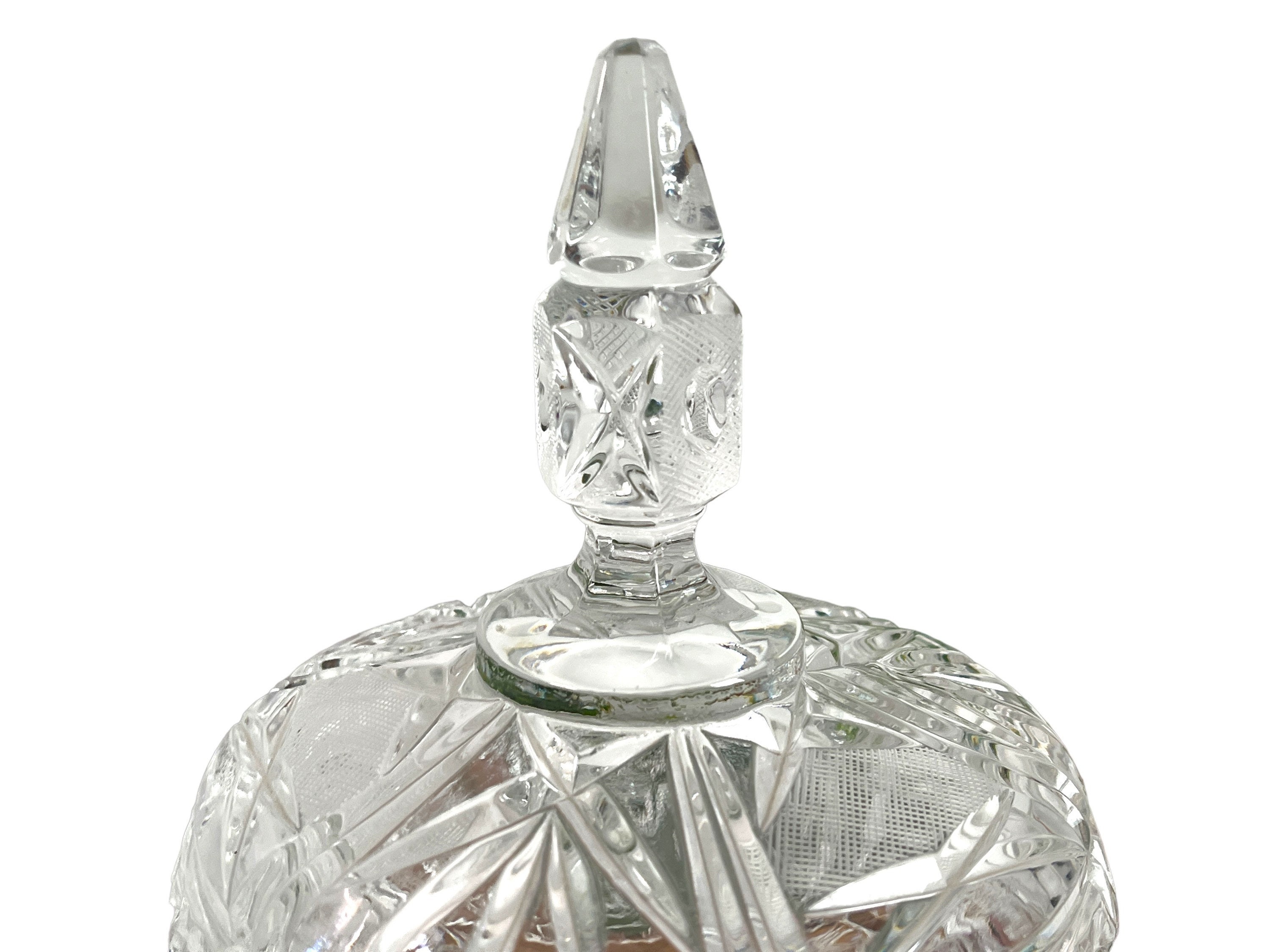 Vintage Clear Glass Pedestal Covered Comport Candy Dish Pressed vintage-clear-glass-pedestal-covered-comport-candy-dish-pressed